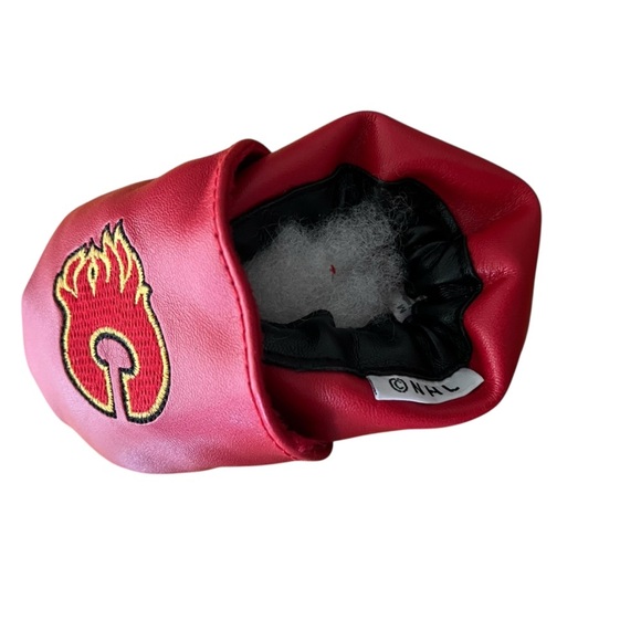 NHL Calgary Flames Baby Booties | Red Faux Leather Slip-On 12–18 Months NWT - Picture 3 of 7
